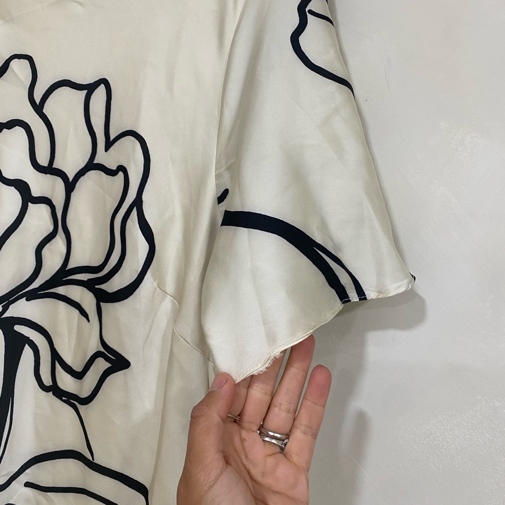 Maggy London Satin Charmeuse Floral Print Short Sleeve Midi Dress Size 14 - Picture 10 of 11